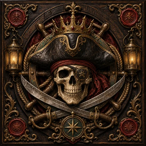 Reich verziertes Skull-King-Piratenwappen